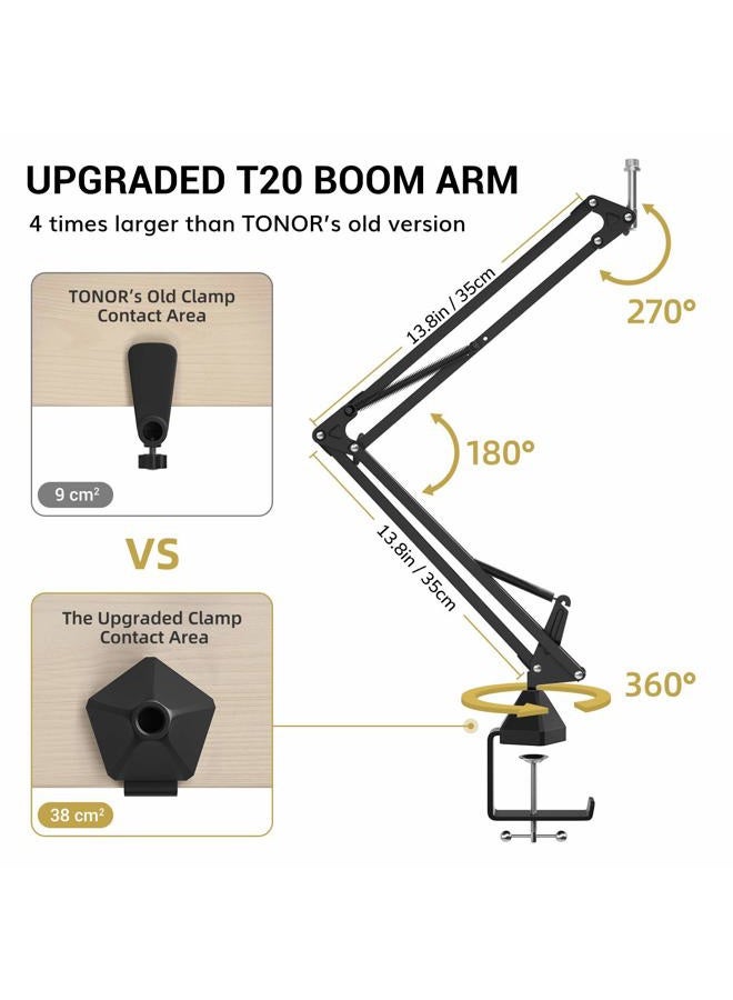 TONOR XLR Condenser Microphone, Professional Cardioid Studio Mic Kit with T20 Boom Arm, Shock Mount, Pop Filter for Recording, Podcasting, Voice Over, Streaming, Home Studio, YouTube (TC20) - Image 5